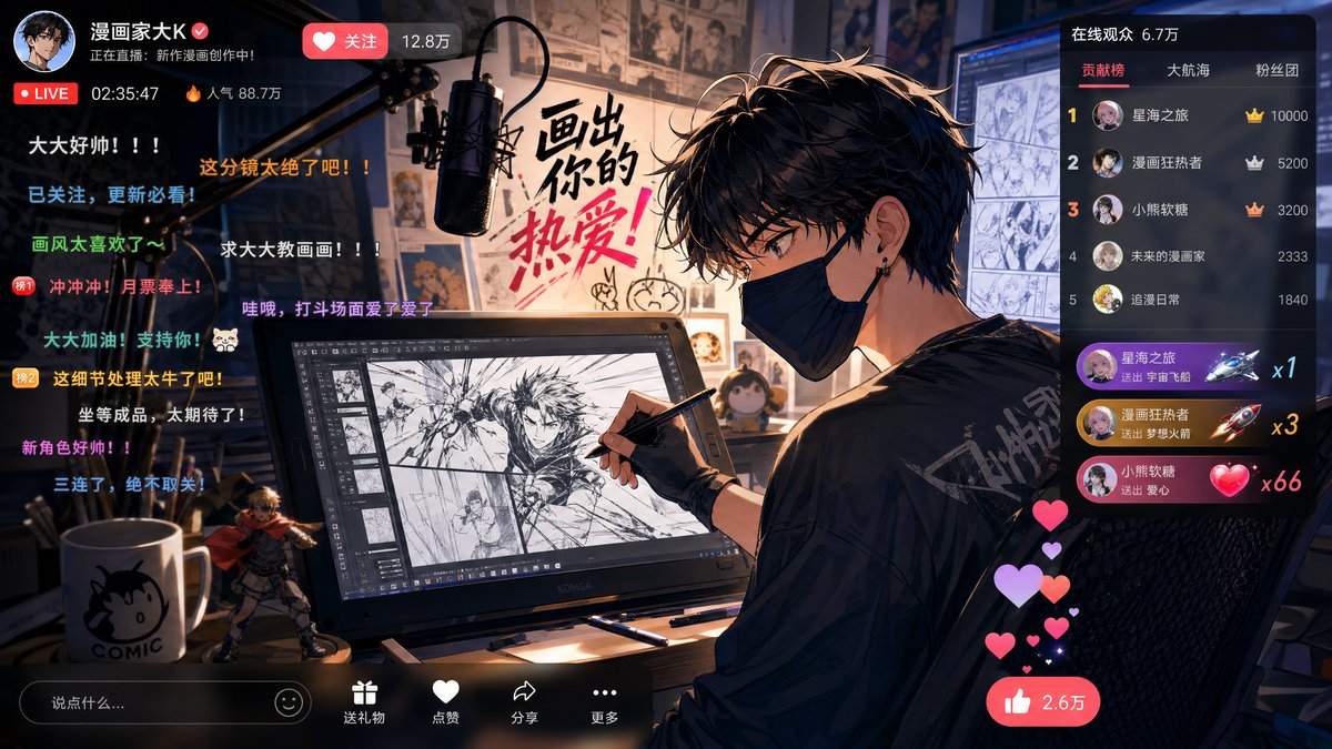 5.1漫画 - 漫画家直播创作全过程视频回放